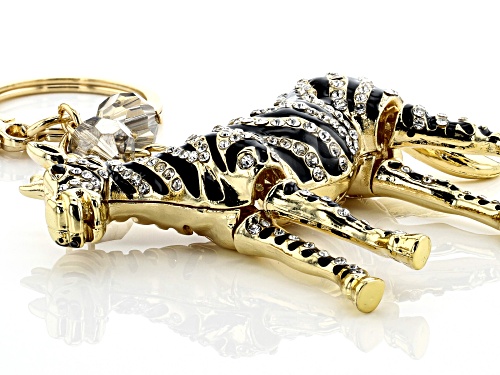 Off Park ® Collection, Multicolor Crystal Back Enamel Gold Tone Zebra Key Chain