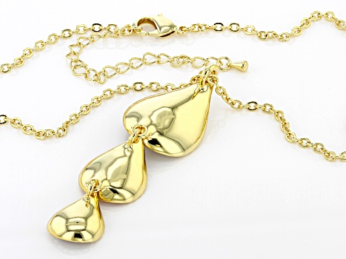 Off Park ® Collection, White Crystal Shiny Gold Tone Pear Drop Necklace