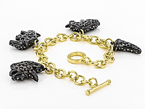 Off Park ® Collection, Round Multi-color Crystal, Gold Tone Rhino Charm Bracelet