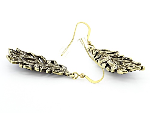 Off Park ® Collection Multicolor Crystal Antiqued Gold Tone Feather Earrings