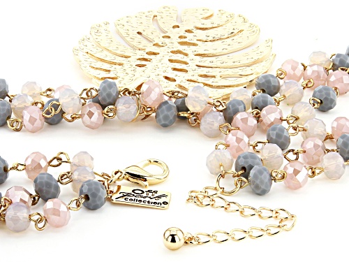 Off Park ® Collection, Pastel Beads, Gold Tone Multi-Row Leaf Necklace