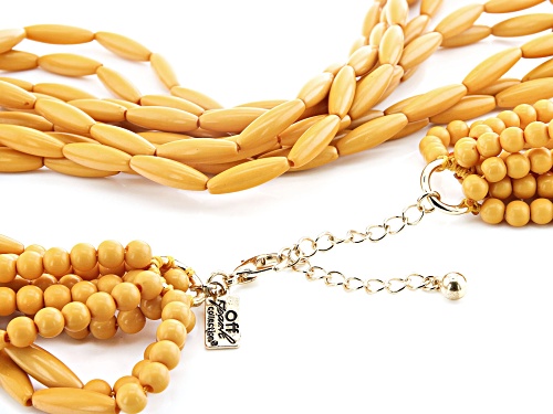 Off Park ® Collection, Yellow Marquise With 5mm Round  Bead Gold Tone Multi-Strand Necklace