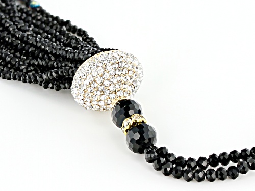 Off Park ® Collection, White Crystal, Black &  Green Iridescent Beads Gold Tone Tassel Jewelry Set