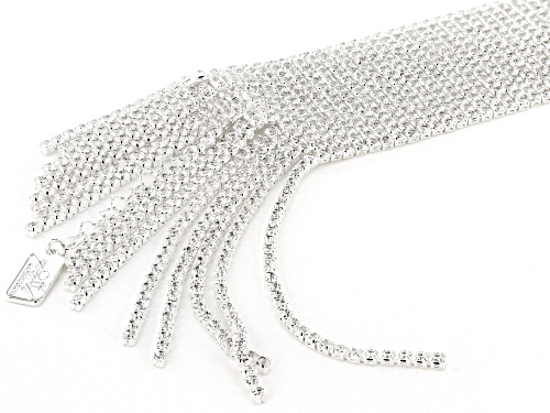 Off Park ® Collection, Round White Crystal, Silver Tone Graduated Fringe Bracelet