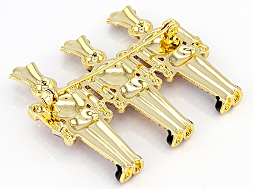 Off Park ® Collection, Round Multi-color Crystal Gold Tone Toy Soldier Brooch
