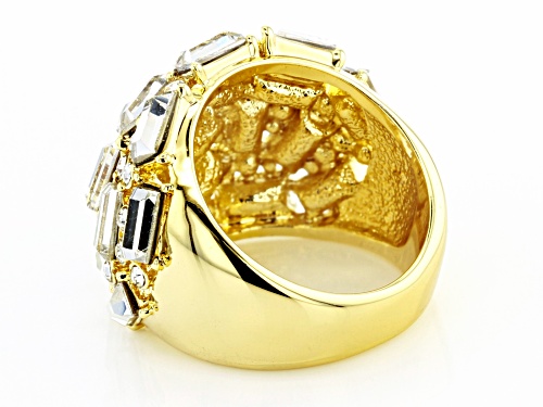 Off Park ® Collection, Mixed Shape Clear Crystal Gold Tone Statement Ring - Size 6