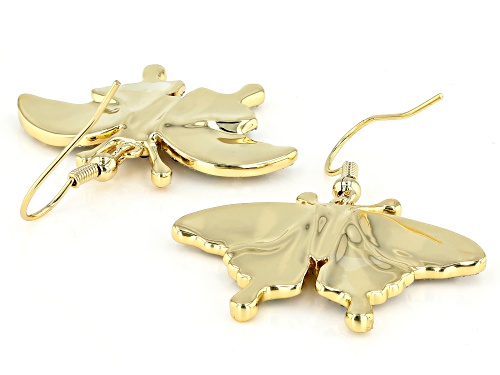 Off Park ® Collection, Multi-color Crystal  Shiny Gold Tone Butterfly Earrings