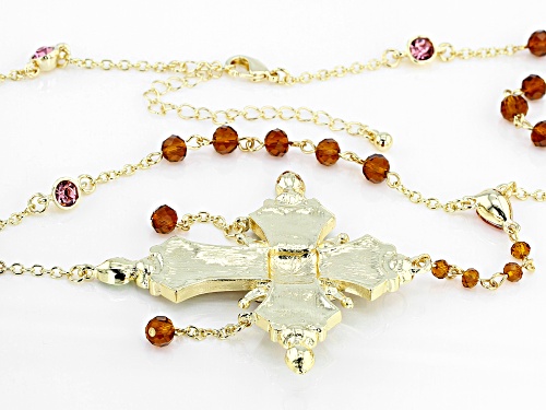 Off Park ® Collection, Multi-Color Crystal Gold Tone Cross Necklace