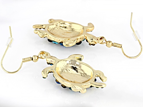 Off Park ® Collection, Multi-color Crystal Shiny Gold Tone Turtle Earrings