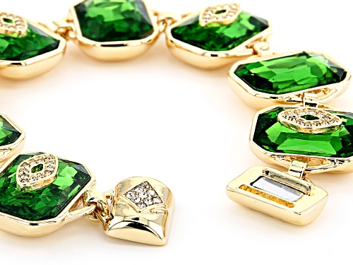 Off Park ® Collection, Gold Tone Green Emerald Colored Crystal & White Crystal Bracelet