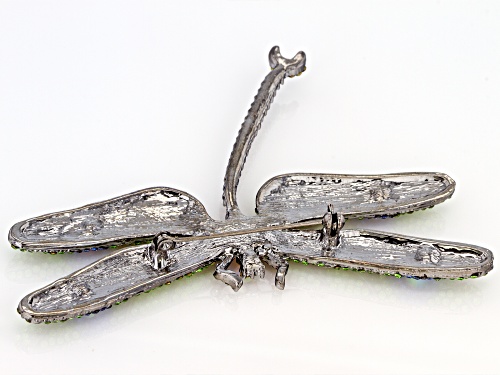 Off Park ® Collection, Multi-Color Crystal Gunmetal Tone Dragonfly Brooch