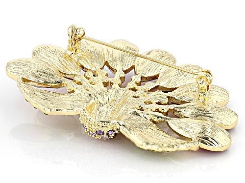 Off Park ® Collection, Gold Tone Multi-Color Crystal Peacock Brooch