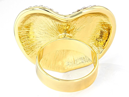 Off Park ® Collection, Gold Tone Heart Shape White Crystal Ring - Size 6