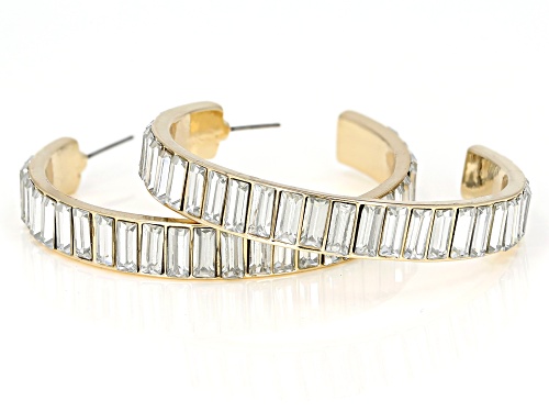 Off Park ® Collection, Gold Tone White Crystal Hoop Earrings