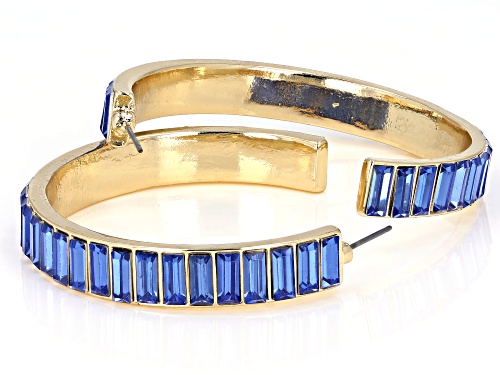 Off Park ® Collection, Gold Tone Blue Crystal Hoop Earrings