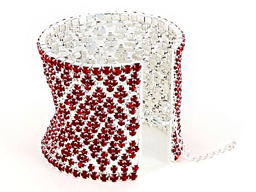 Off Park ® Collection Red Crystal Silver Tone Statement Bracelet