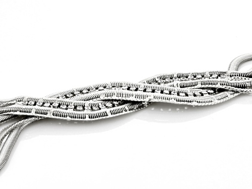 Off Park ® Collection White Crystal Silver Tone Braided Necklace