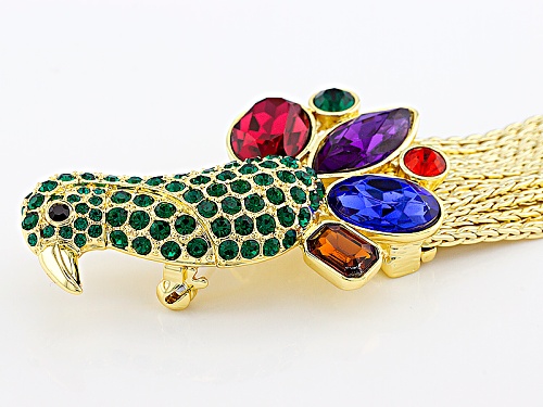 Off Park ® Collection Multicolor Crystal Gold Tone Bird Brooch