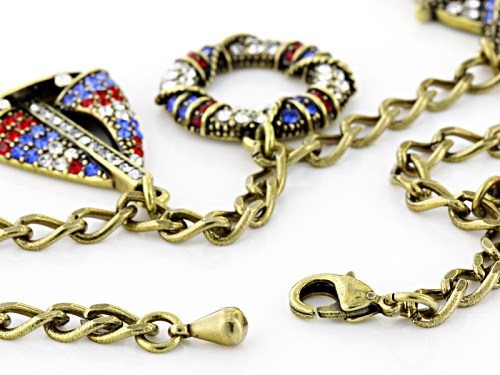 Off Park ® Collection Multicolor Crystal Antiqued Gold Tone Nautical Charm Bracelet