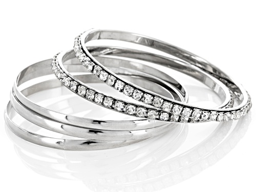 Off Park ® Collection White Crystal Silver Tone Bangle Set Of 12