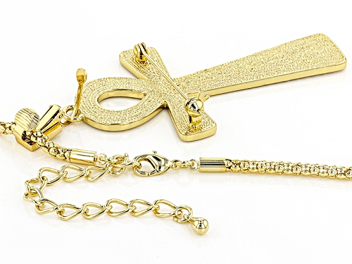Off Park ® Collection White Crystal Gold Tone Ankh Pin/Pendant With Chain