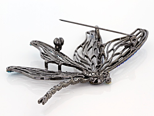 Off Park ® Collection Multicolor Swarovski Elements ™ Gunmetal Tone Dragonfly Brooch