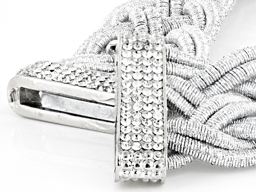 Off Park ® Collection White Crystal Silver Tone Braided Statement Necklace