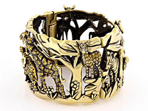 Off Park ® Collection Multicolor Crystal Antiqued Gold Tone Safari Cuff Bracelet