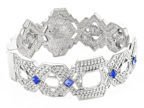 Off Park ® Collection White And Blue Crystal Silver Tone Deco Bracelet