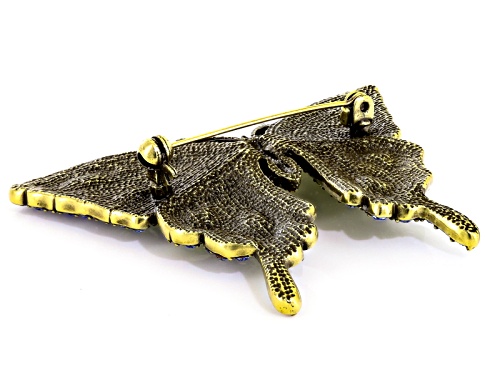 Off Park ® Collection Multicolor Crystal Antiqued Gold Tone Butterfly Brooch