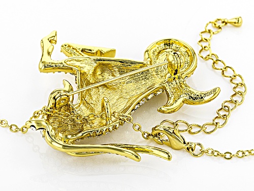 Off Park ® Collection White Crystal Gold Tone Capricorn Pin Pendant With Chain