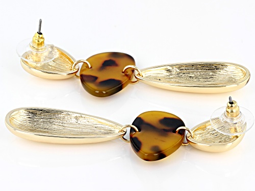 Off Park® Collection Tortoise Shell Pattern Resin Gold Tone Drop Earrings