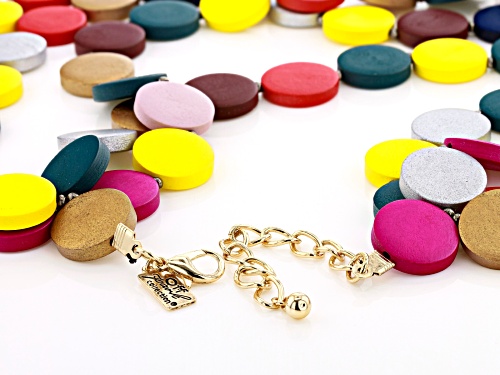 Off Park® Collection Painted Multicolor Wooden Bead Gold Tone Graduated Multi-Row Necklace
