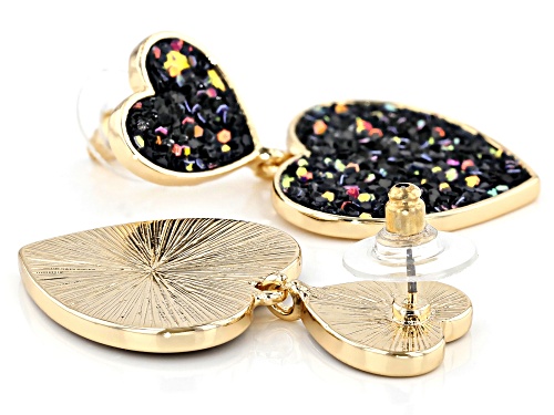 Off Park® Collection Girls Purple, Pink, And Black Confetti Glitter Gold Tone Heart Drop Earrings