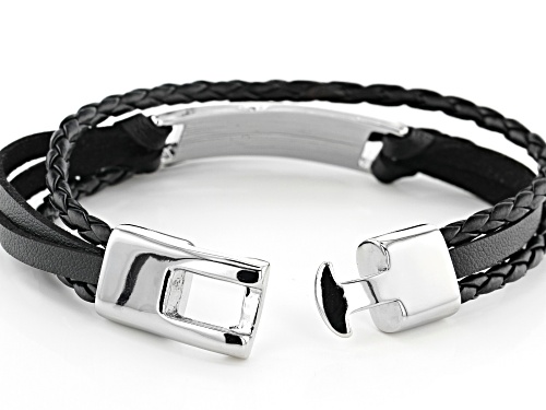Off Park® Collection Leather And Silver Tone Multi-Row Mens Bracelet