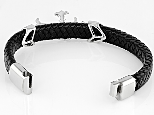 Off Park® Collection lLeather Silver Tone And Leather Mens Cross Bracelet