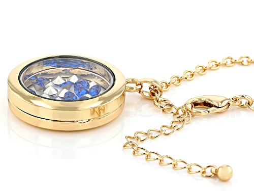 Dark Blue September Birthstone crystal color gold tone necklace