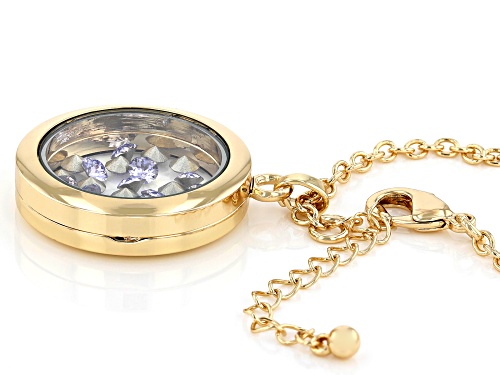 Lavender June Birthstone crystal color gold tone necklace