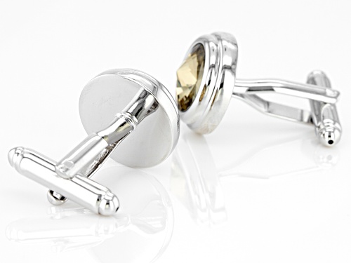 Off Park Collection ™, Silver Tone Smoke Topaz Color Crystal Cufflinks