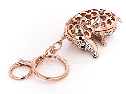 Off Park® Collection, Rose Tone with Pink, White, and Black Crystal Hedgehog Key Chain
