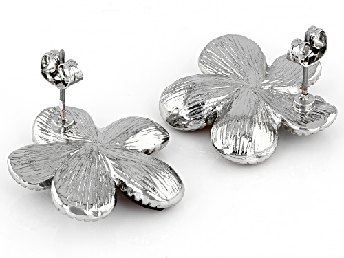 Off Park ® Collection, Silver Tone Multi Color Crystal  Floral Stud Earrings