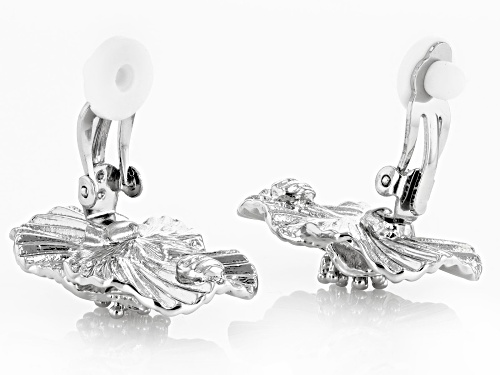 Off Park® Collection Floral Silver Tone Clip-On Earrings