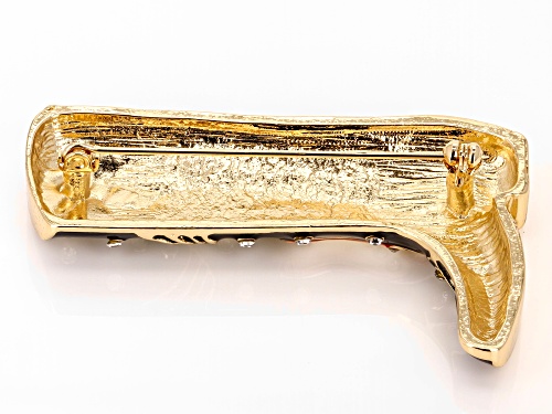 Off Park® Collection Glass & Multi Color Enamel Guitar Cowboy Boot Gold Tone Brooch