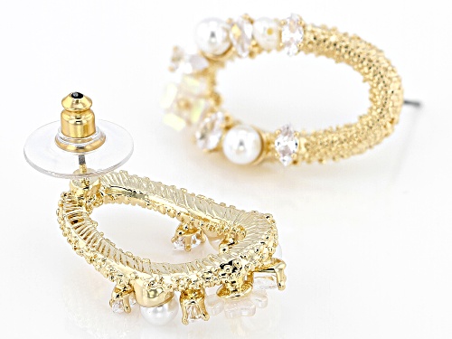 Off Park® Collection Cubic Zirconia, Resin, Imitation Pearl Gold Tone Drop Earrings