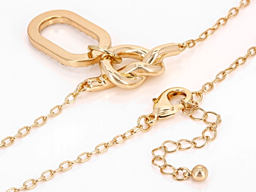 Off Park® Collection White Crystal Gold Tone Knot Drop Necklace