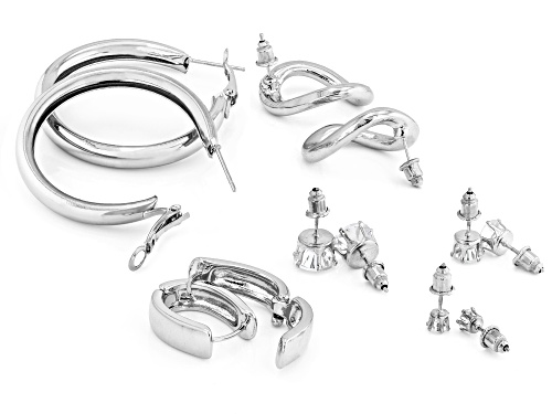 Off Park® Collection White Cubic Zirconia Silver Tone Set of 6 Earrings