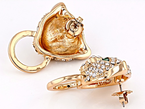 Off Park Collection™ White Crystal Gold Tone Jaguar Doorknocker Drop Earrings