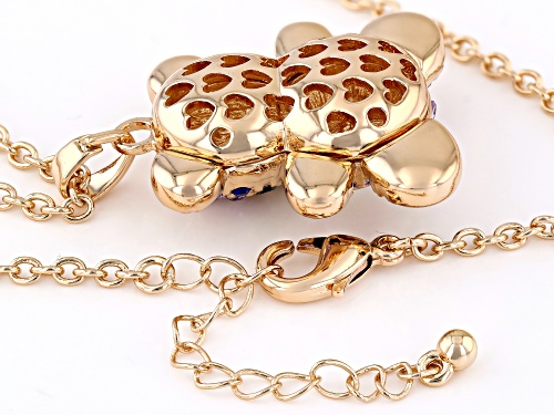 Off Park® Collection, Multi-Color Crystal Gold Tone Teddy Bear Pendant With Chain
