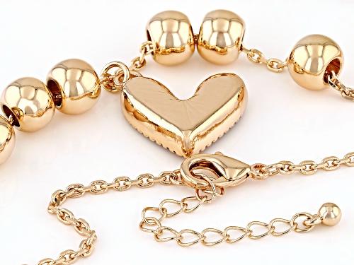 Off Park® Collection, Red & Orange Crystal Gold Tone Heart Necklace