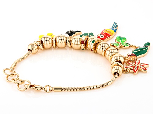 Off Park® Collection Multi-Color Crystal Gold Tone Tropical Charm Bracelet - Size 7.5